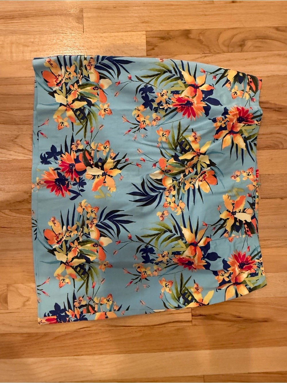 Talbots Light Blue Tropical Floral Mini Skirt